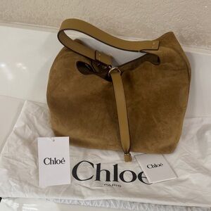 Chloe Small Gold/Khaki Suede Hobo Bag